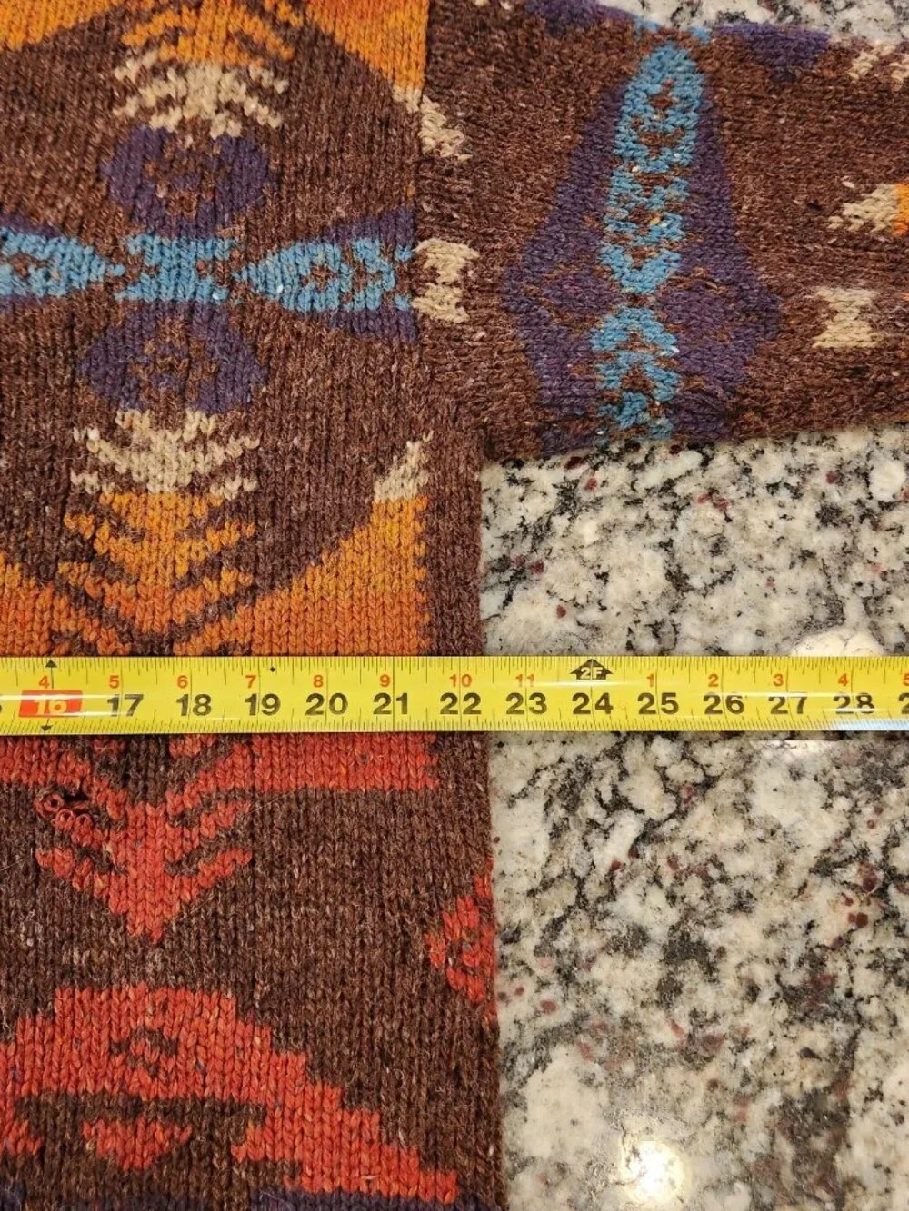 Vintage Aztec Hand Knit Silk Wool Sweater Lauren Ralph Lauren Country Western - Picture 3 of 8